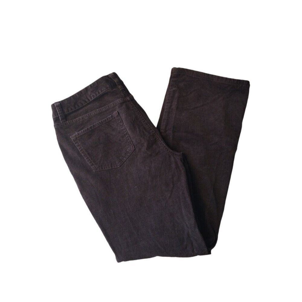 St Johns Bay Pants Women 12 Petite Brown Corduroy Straight Leg Slender Boot Cut